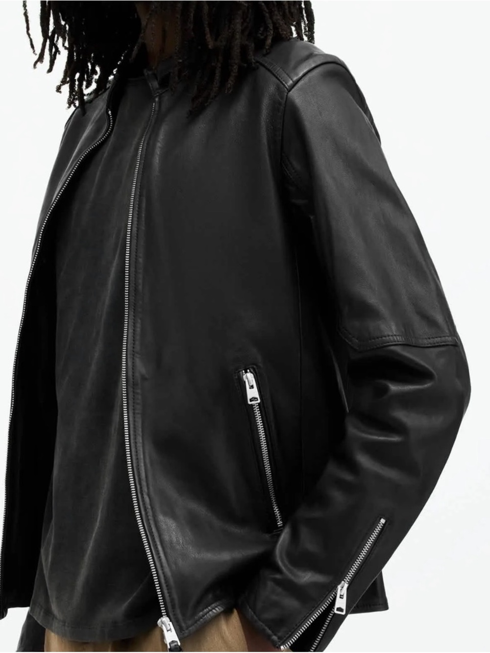 All Saints Cora Black Leather Motorcycle Jacket - Picture 4 of 10